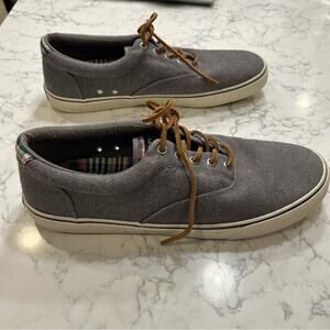 Sperry Gray Canvas Top Sider Shoe Size Mens 13